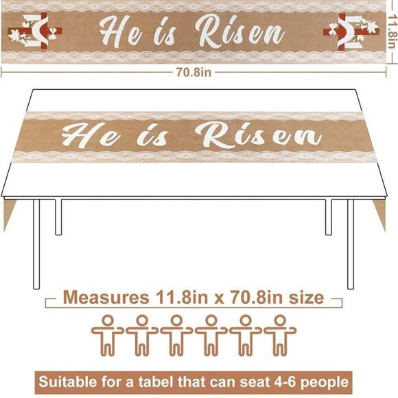 Easter Burlap and Lace Table Runner NWT - Picture 3 of 12